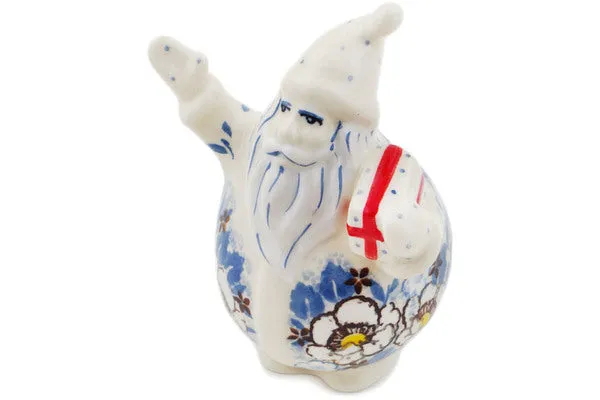 Polish Pottery 4" Santa Claus Figurine Pansy Parade UNIKAT