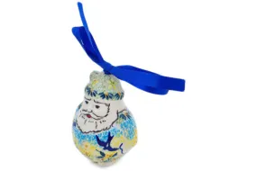 Polish Pottery 4" Santa Claus Ornament Birds In The Sunset UNIKAT
