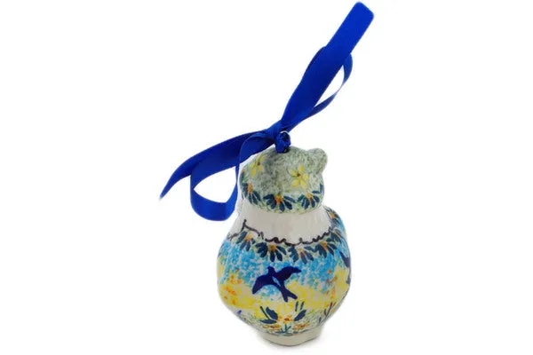 Polish Pottery 4" Santa Claus Ornament Birds In The Sunset UNIKAT