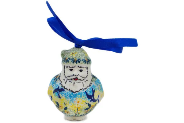 Polish Pottery 4" Santa Claus Ornament Birds In The Sunset UNIKAT