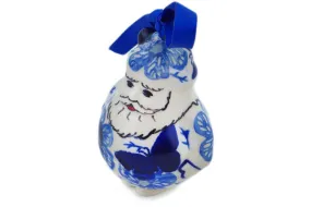 Polish Pottery 4" Santa Claus Ornament Cobalt Butterflies UNIKAT