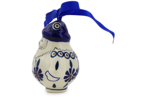 Polish Pottery 4" Santa Claus Ornament Peacock
