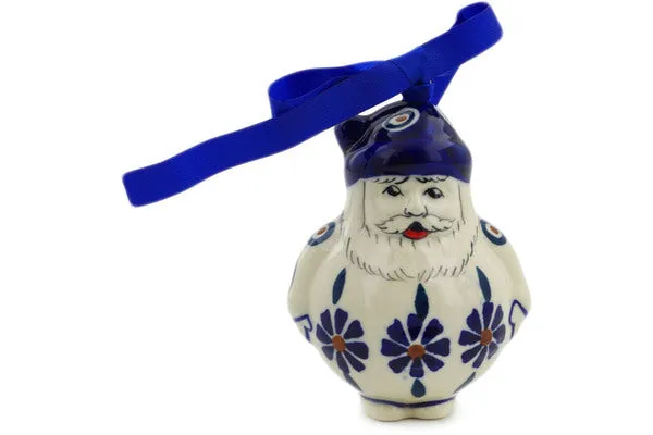 Polish Pottery 4" Santa Claus Ornament Peacock