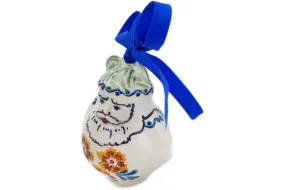 Polish Pottery 4" Santa Claus Ornament Three Lillies UNIKAT