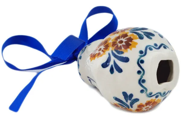 Polish Pottery 4" Santa Claus Ornament Three Lillies UNIKAT