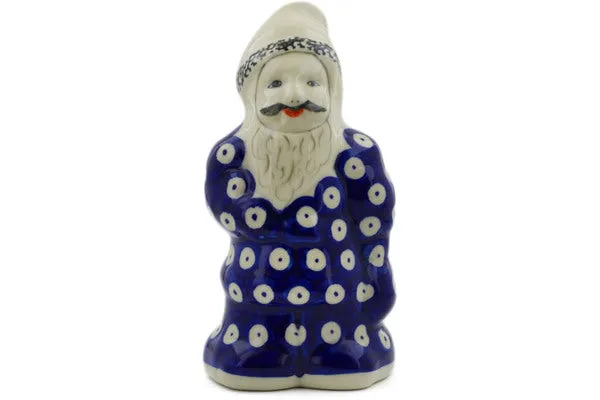 Polish Pottery 7" Santa Claus Figurine Blue Eyed Peacock