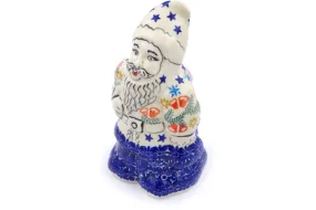 Polish Pottery 7" Santa Claus Figurine Wreath Of Bells