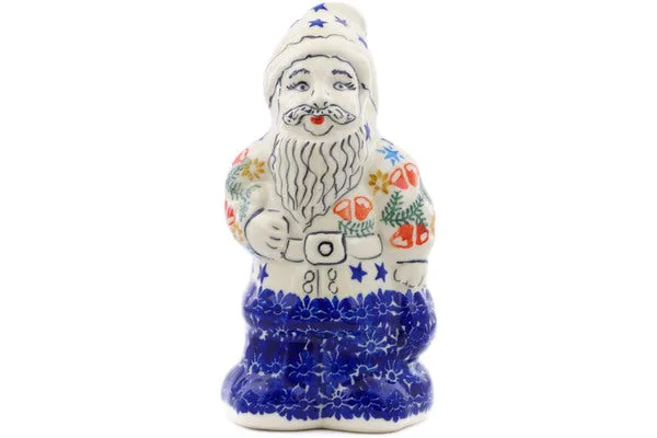 Polish Pottery 7" Santa Claus Figurine Wreath Of Bells
