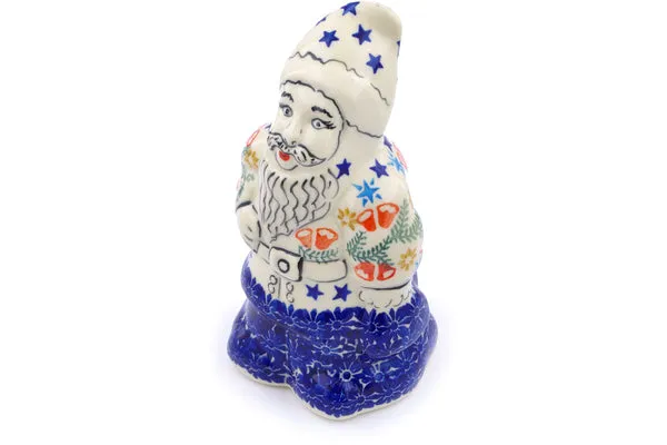 Polish Pottery 7" Santa Claus Figurine Wreath Of Bells
