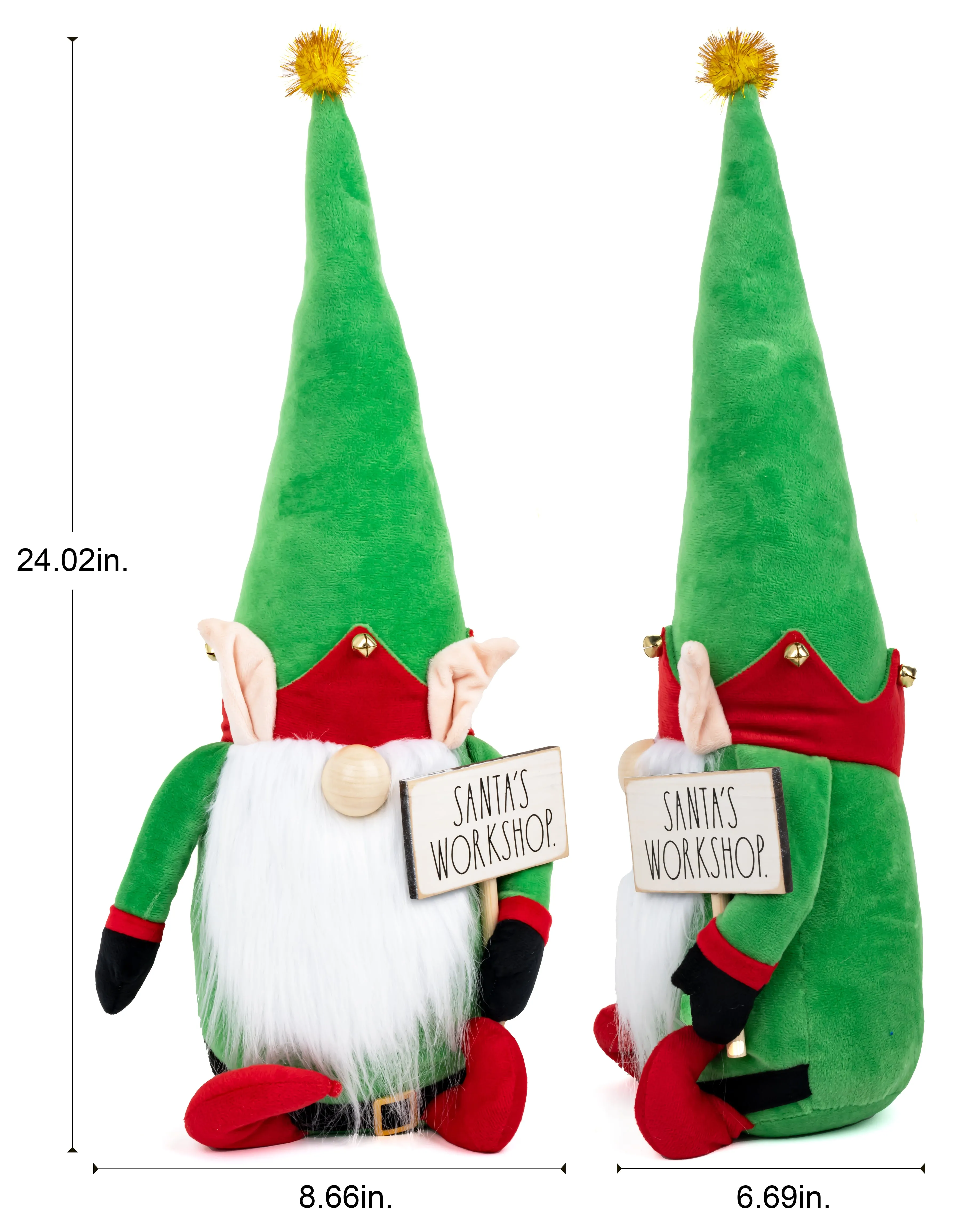 Rae Dunn “Santa’s Workshop” Plush Green Christmas Elf Gnome