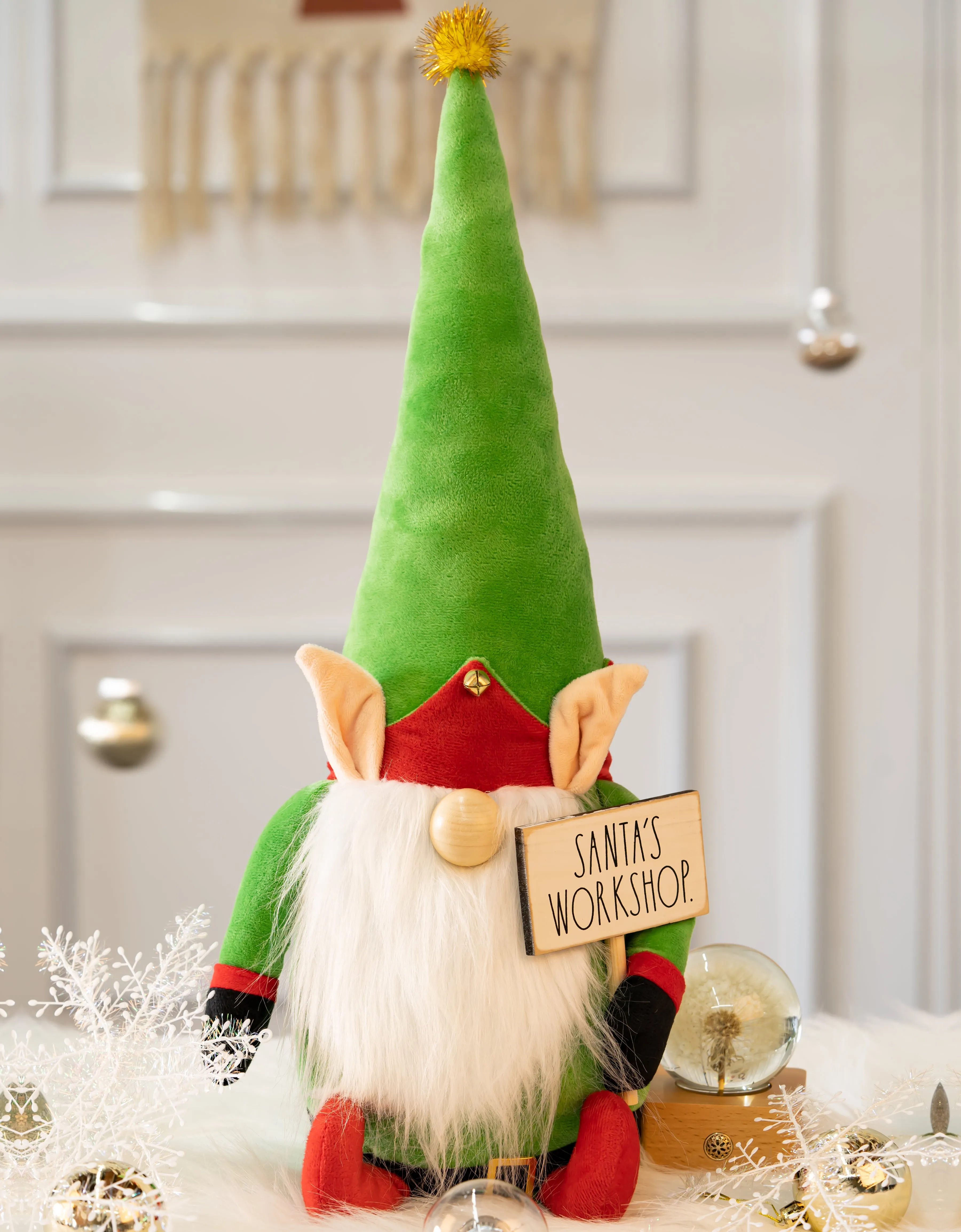 Rae Dunn “Santa’s Workshop” Plush Green Christmas Elf Gnome