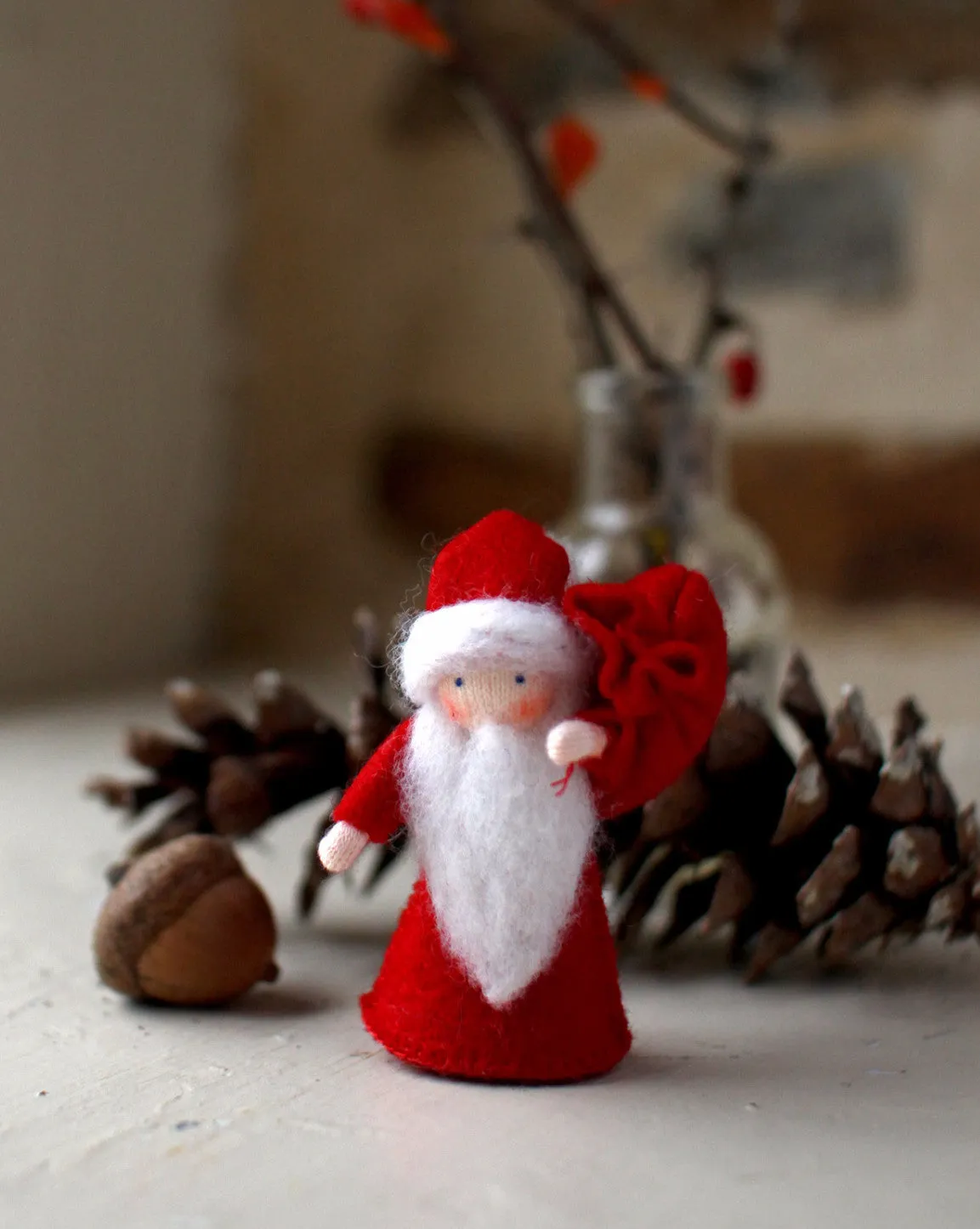 Santa Claus Felted Waldorf Doll - Four Skin Colors