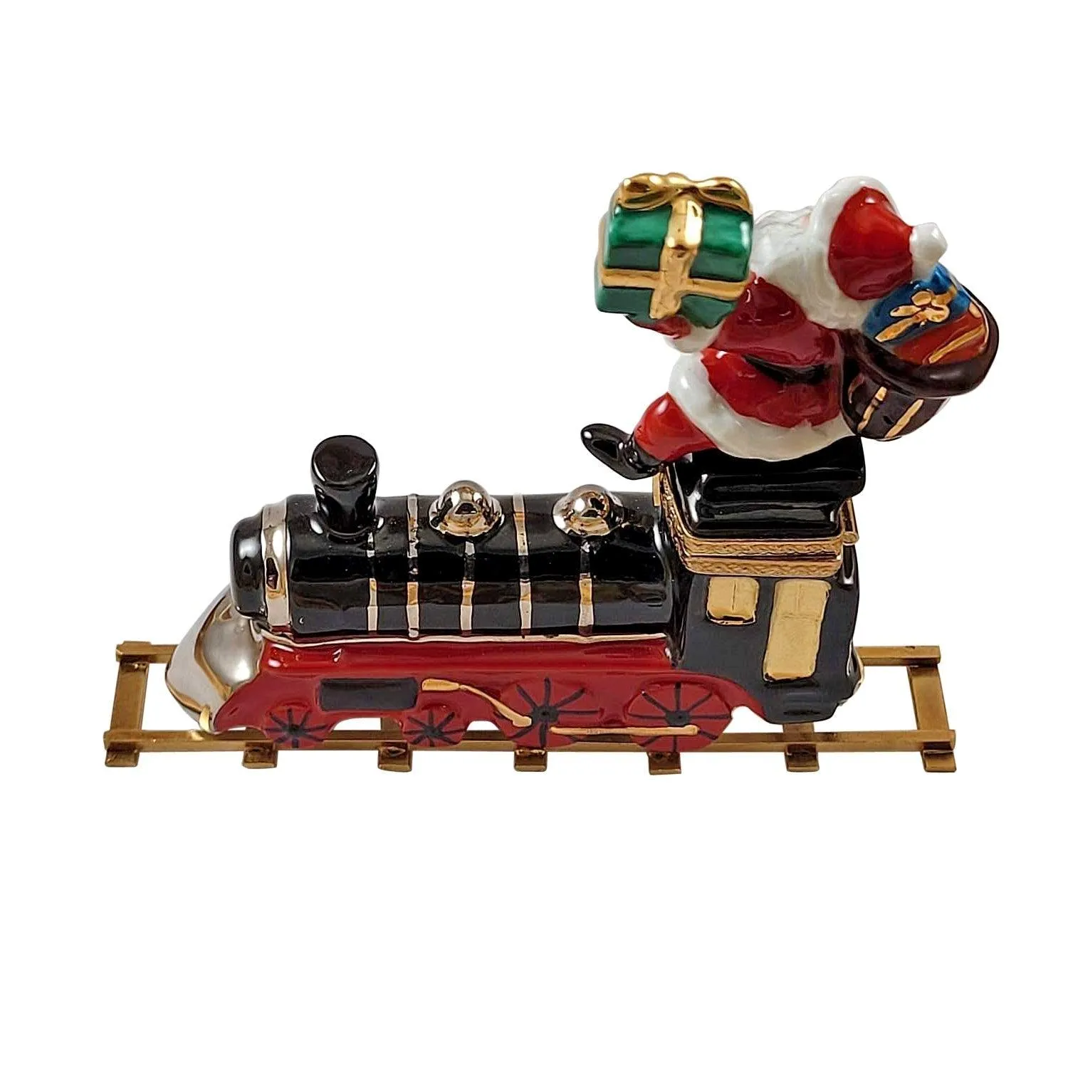 Santa on Train with Brass Track