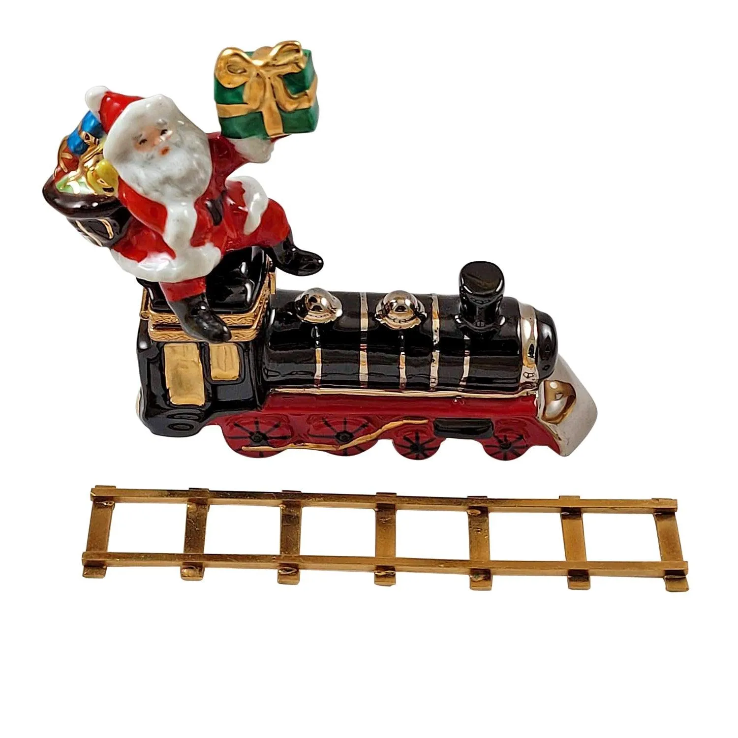 Santa on Train with Brass Track
