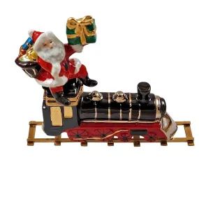 Santa on Train with Brass Track