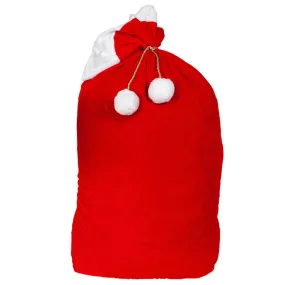 Santa Sack Deluxe Red Velvet Gift Bag White Pom Poms