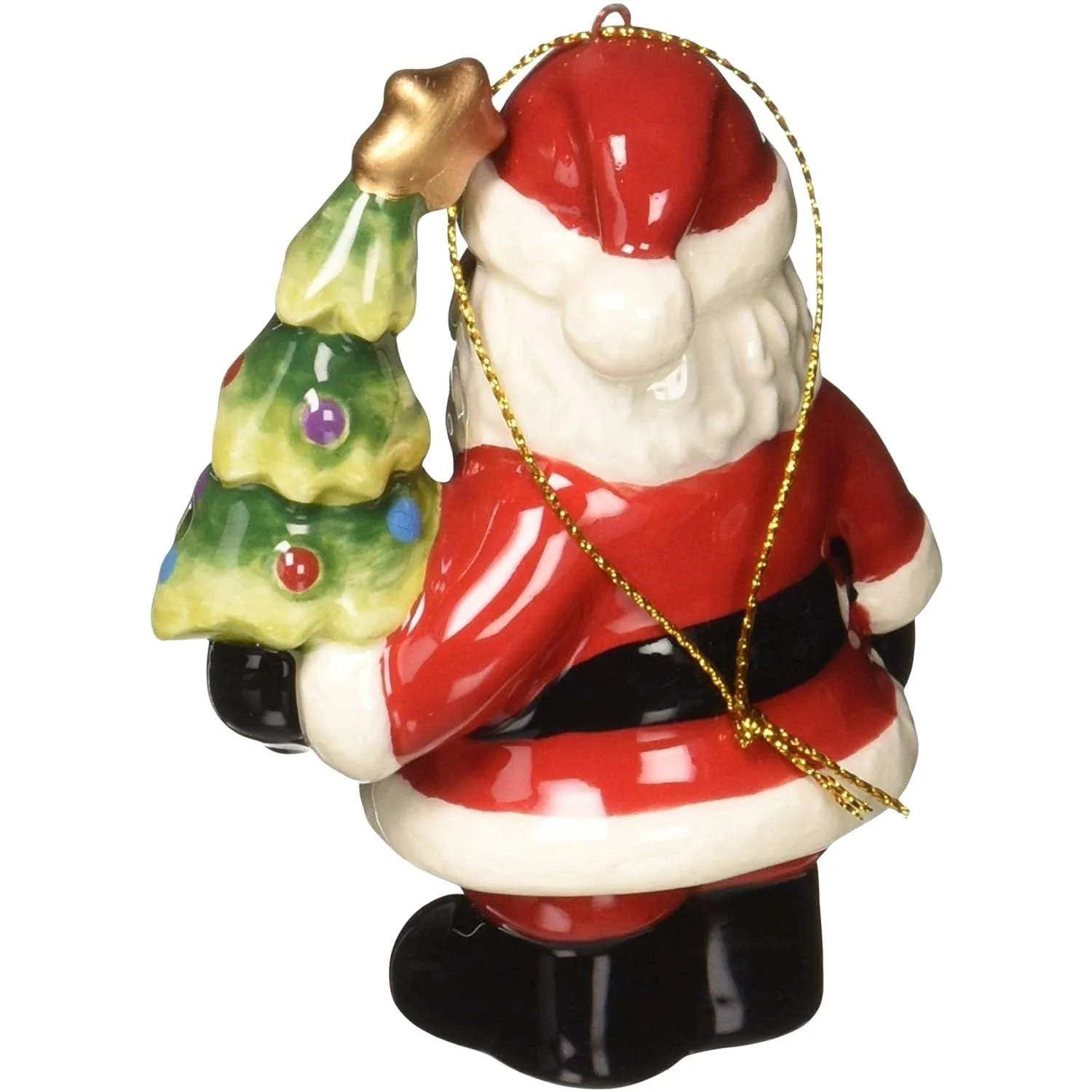 Santa's Christmas Tree Porcelain Christmas Ornament