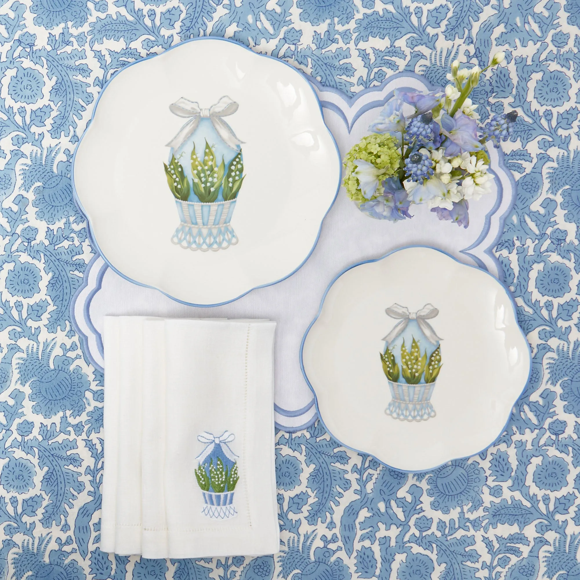 Scalloped Blue Easter Starter Plate