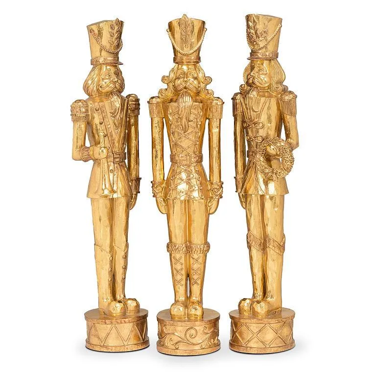 Tall Standing Gold Soldier with Horn