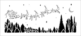 TCW2353 Flying Santa Slimline 4"x9" Stencil
