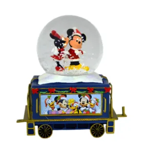 The Bradford Exchange Disney’s Wonderland Express Miniature Snow Globe Collection Issue #9: Mickey and Minnie Mouse 'To You With Love' Handcrafted Snow Globe Train with Music 3 to 4.5-Inches