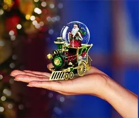The Bradford Exchange Wonderland Express Miniature Snow Globe Collection: Santa Claus Comin' To Town Christmas Decoration by Thomas Kinkade Issue #1