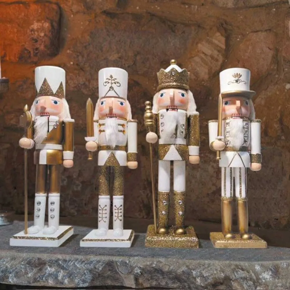 Three Kings 30cm Gold/White Wooden Nutcracker (Choice of 4)