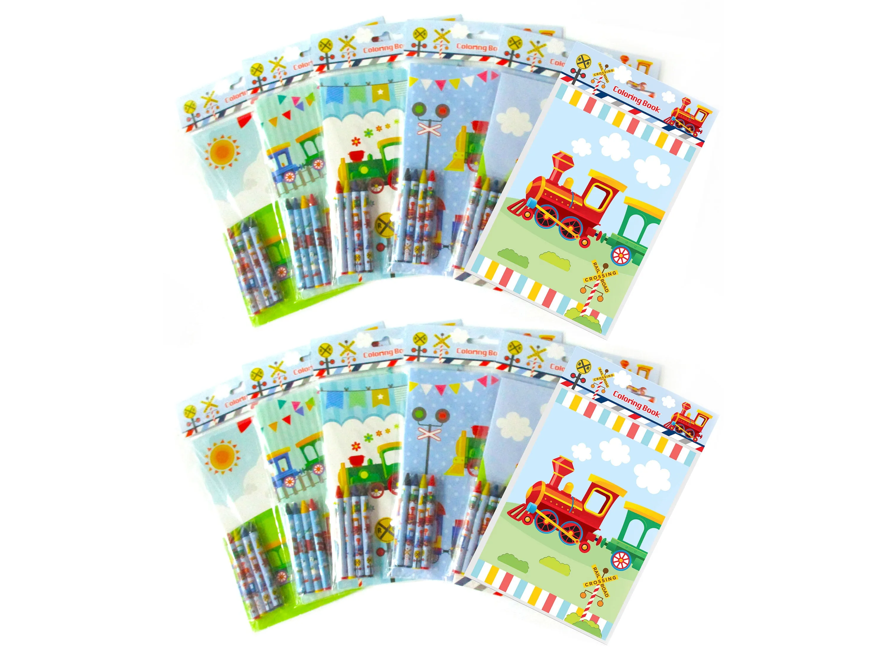 Train Coloring Books with Crayons Party Favors - Set of 6 or 12