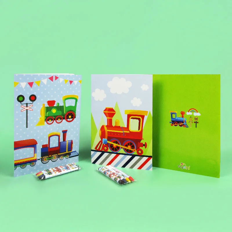 Train Coloring Books with Crayons Party Favors - Set of 6 or 12