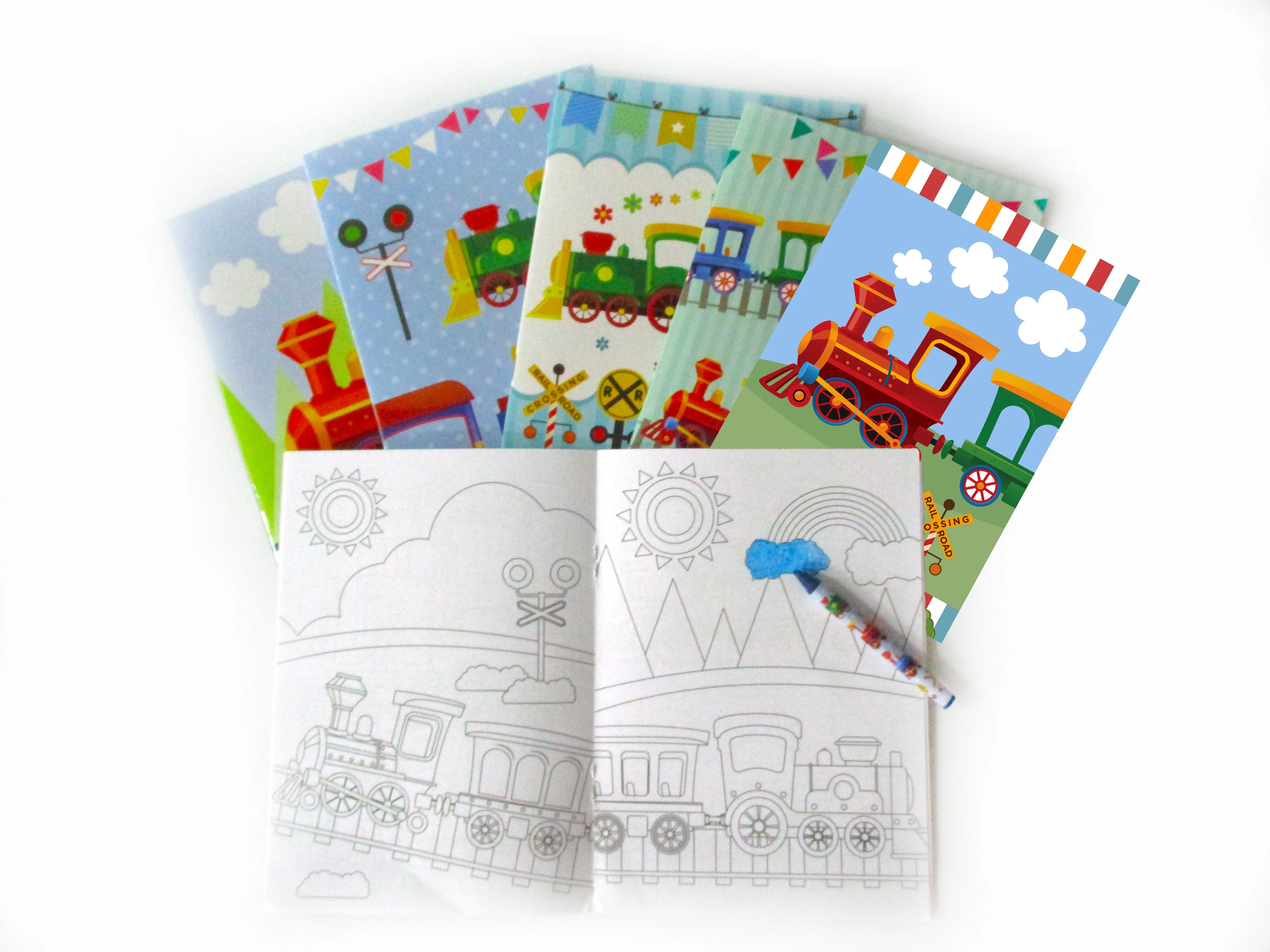 Train Coloring Books with Crayons Party Favors - Set of 6 or 12