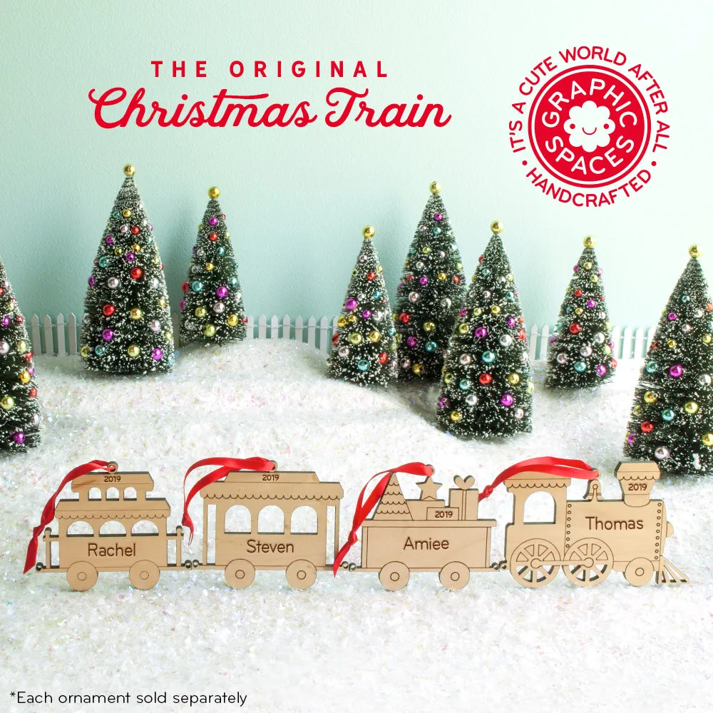 Train Wooden Christmas Ornament - Personalized Package Car