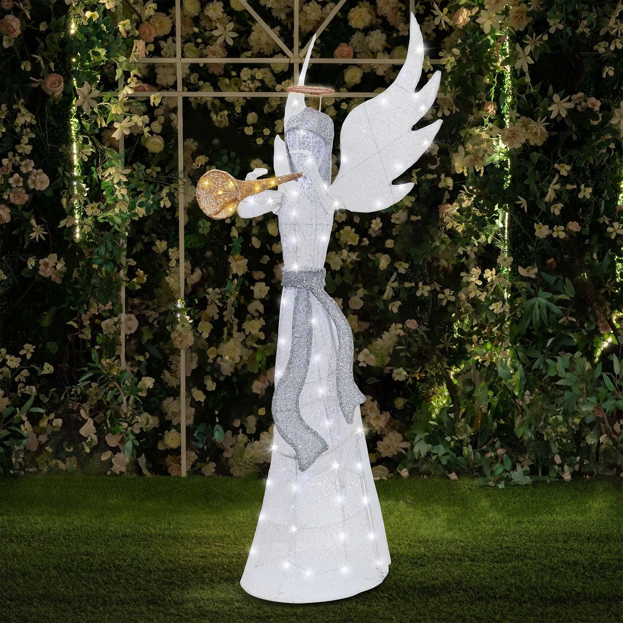 versatile LED Lighted Christmas Santa Outdoor Yard Decorations 3D 39-Inch-Pre-Lit Santa Decor Outdoor Lighted Holiday Christmas Santa Light with LED Displays for Front Yards Garden Lawn Patio Angel1 Angel1