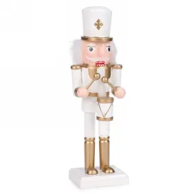 White and Gold Nutcracker Soldier with Drum