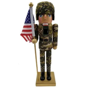 Wooden Army Nutcracker 14"