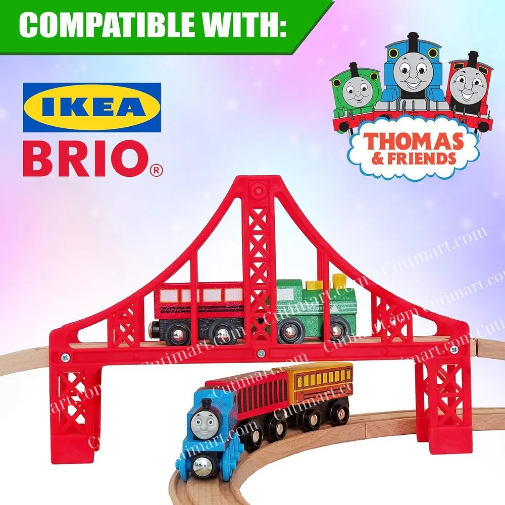 Wooden Train Tracks Full Set, Deluxe Set (Set Xe Lửa Bằng Gỗ) - 55 Pieces