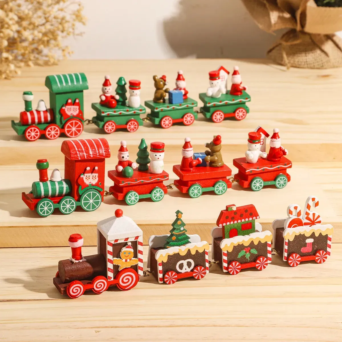 Wooden/Plastic Train Christmas Ornament Merry Christmas Decoration For Home  Xmas Gifts Noel Natal Navidad New Year