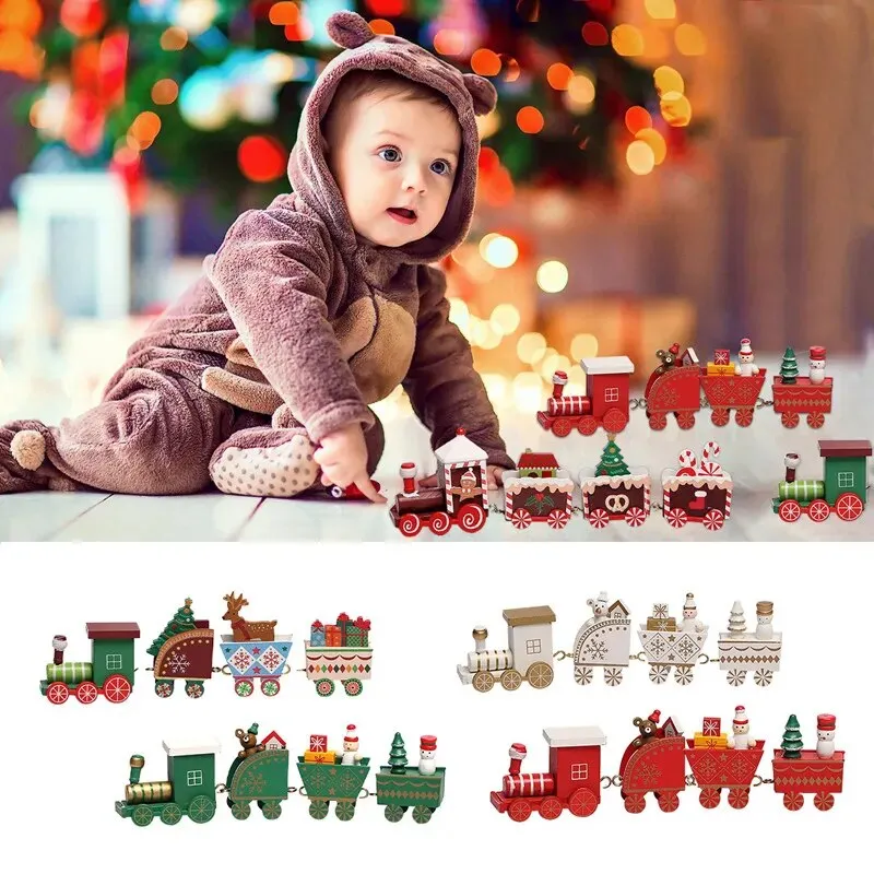 Wooden/Plastic Train Christmas Ornament Merry Christmas Decoration For Home  Xmas Gifts Noel Natal Navidad New Year