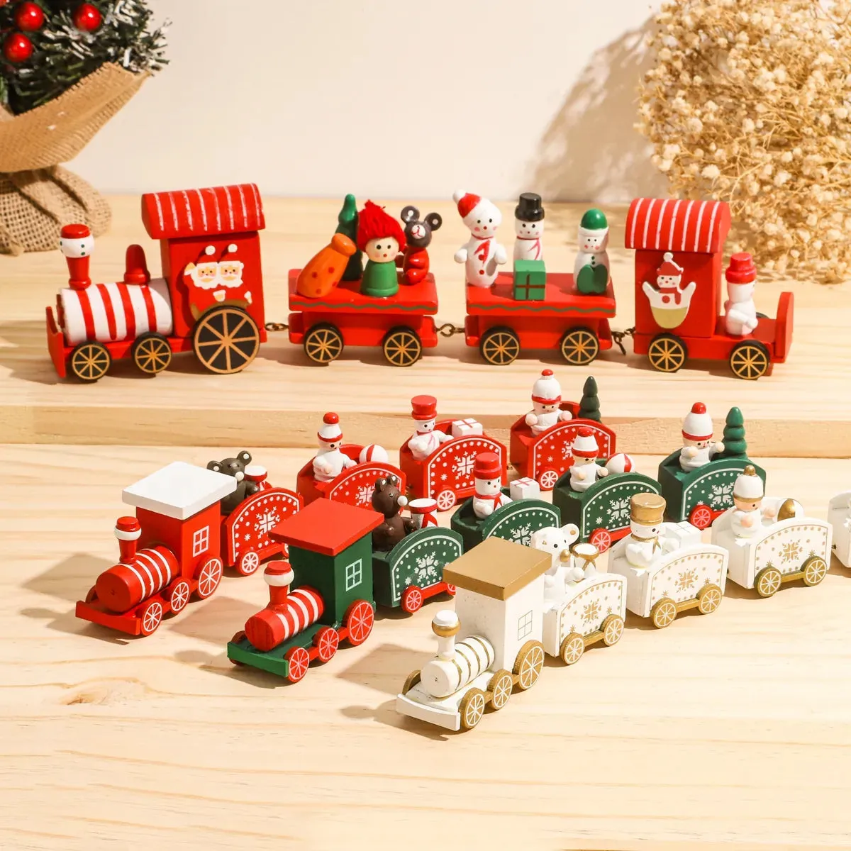 Wooden/Plastic Train Christmas Ornament Merry Christmas Decoration For Home  Xmas Gifts Noel Natal Navidad New Year